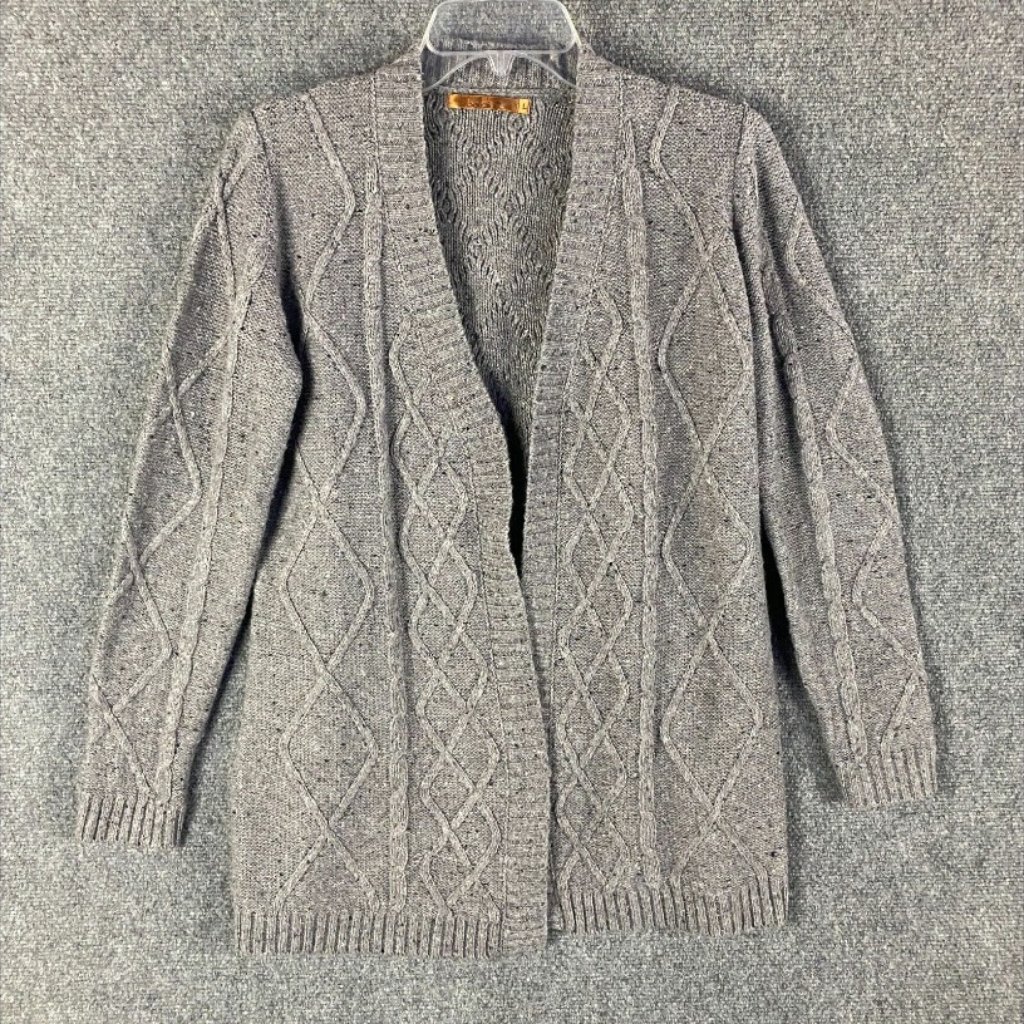 Belldini Cardigan Women's Large Sweater Gray Knit Acrylic Wool Adults L